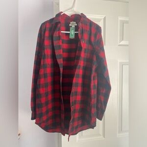 L.L. Bean Red and Black Checkered Shirt